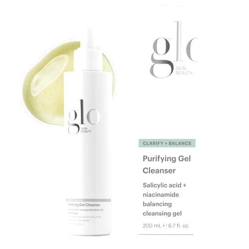 Glo Skin Beauty Purifying Gel Cleanser - Salicylic Acid + Niacinamide Face Wash Balances Skin, Targets Clogged Pores, Excess Oil & Breakouts - Gently Exfoliates & Minimizes Appearance of Fine Lines