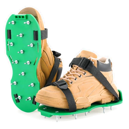 Acymner Lawn Aerator Shoes with 1.1''Spikes | Aerating Sandals with Adjustable Hook & Loop Straps, Spike Shoes for Epoxy Flooring, One-Size-Fits-All Yard Garden Grass Soil Aeration Tool (Green)