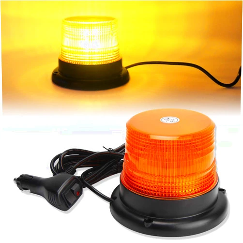 OPP ULITE Amber Strobe Light Beacon Emergency Magnetic 7 Flashing Mode 30W 12V-24V Strobe Flashing Lights for Vehicle Forklift Truck Tractor Golf Carts UTV Car Bus, 1PC Pack