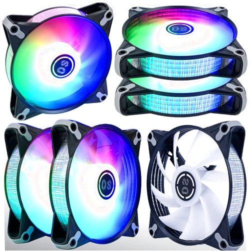 DS leddess DS RGB Fans, 120mm 6 Pack Case Cooling LED Fans for White Black PC Case, CPU Cooler and Radiators System (DK Series)