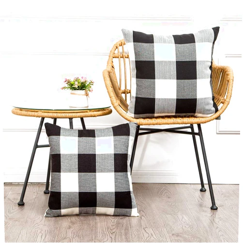 MKLFBT Pack of 2 Farmhouse Decor Christmas Pillow Covers 18 x 18 Black White Buffalo Checked Plaids Fall Throw Pillow Covers Cushion Covers for Sofa Couch Outdoor Camping
