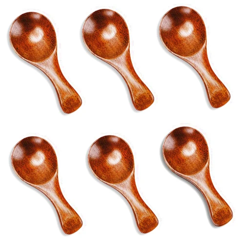 Hefild 6pcs Small Wooden Spoons, 3.2inch Small Wooden Spoons for Jars, Brown Mini Wood Teaspoons for Tiny Eating Ice Cream Honey Spice Condiments Tea Bath Salt Coffee Sugar Jam Mustard Seasoning