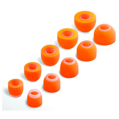 Symbio New W Improved Ear Tips. Upgrade Hybrid Design: Soft Memory Foam Core and Silicone Layer Outside. Comfortable Fit, Longer Life and Easy to Clean - 5 Pairs (X-Small/Small/Medium/Large/X-Large)