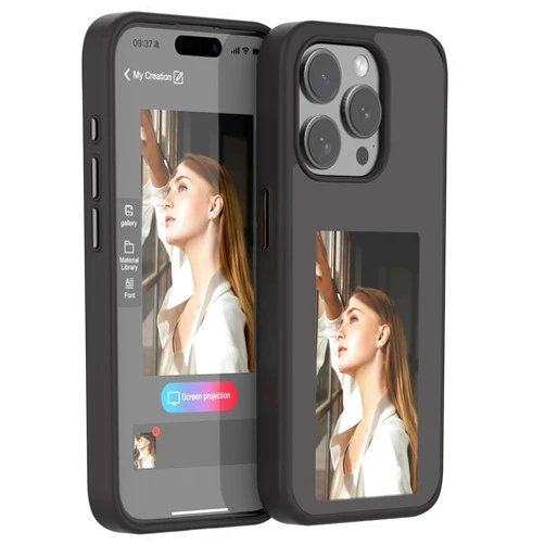 Douerhv Smart Ink Phone Case for iPhone 13/14 / 15 Pro Max, Smart NFC Ink Screen Phone Case (Black,for iPhone 14 pro)