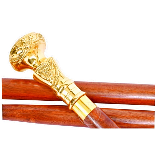 Aysha Nautical Vintage Brass Handle Victorian Telescope Fold able Wooden Walking Stick Walking Cane Ideal Gift, Golden