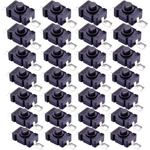 ThtRht 30 Pack Self-Lock Micro Push Button Switch Flat 2 PIN with Hole Mini ON/Off Push Button JIA Teng KAN-28 1.5A 250V for Flashlight SMD 18 X 12mm 1812-28A DIY Hiden Switches Model Car Block Toys