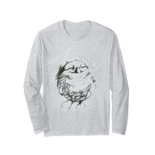 Süße Eulen Familien Design Shirt Damen Herren Sweet Owl Will Be Painted Shirt Baby Owl Black White Long Sleeve T-Shirt