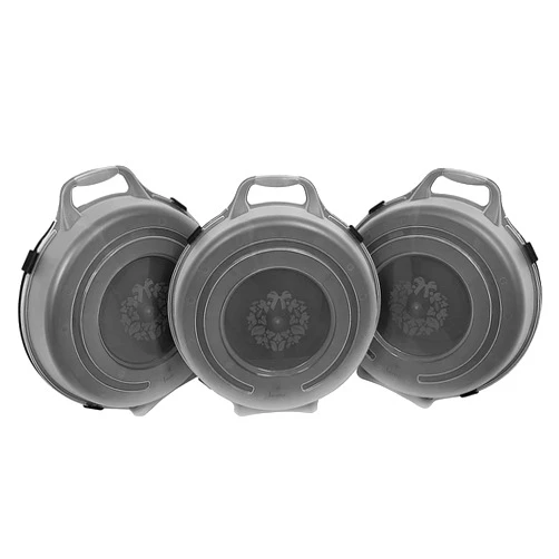 HOMZ Set of 3 Holiday Wreath Plastic Storage Containers, Holds Up to 24” Diameter, Secure Latching Lid and Easy Grip Handle, Stackable and Nestable, Black/Clear