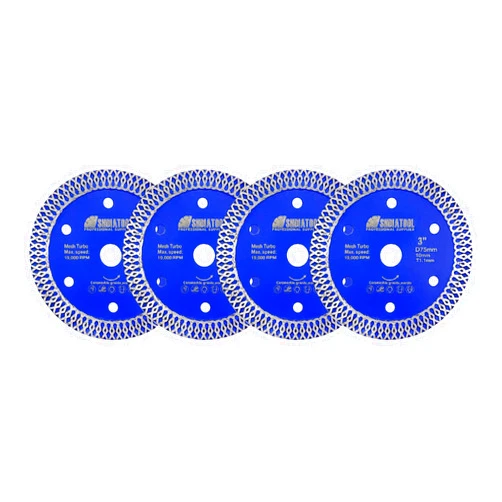 SHDIATOOL Diamond Cutting Disc 3-Inch/75mm, X Mesh Turbo Saw Blade Arbor 3/8-Inch/10mm, Cut-Off Wheel for Porcelain Tile Ceramic Granite Marble on Mini Angle Grinder(4-Pack)