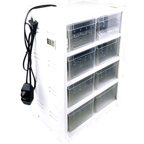 QUEWATSA 8PCS Reptile Feeding Box, Acrylic Transparent Breeding Cabinet,Terrarium Cage with Thermometer & Hygrometer,Hibernation Incubator for Small Insect Spider Turtle Cage Lizard (White)