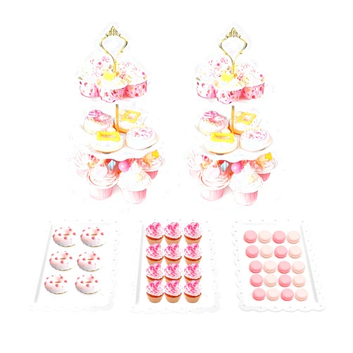 Tcomhk Cake Stand Set-5 Pcs Cupcake Stand Set-Dessert Table Display With 2xlarge 3-Tier + 3x Appetizer Trays Perfect For Wedding Baby Shower Home Birthday Tea Party Decoration(Wave)
