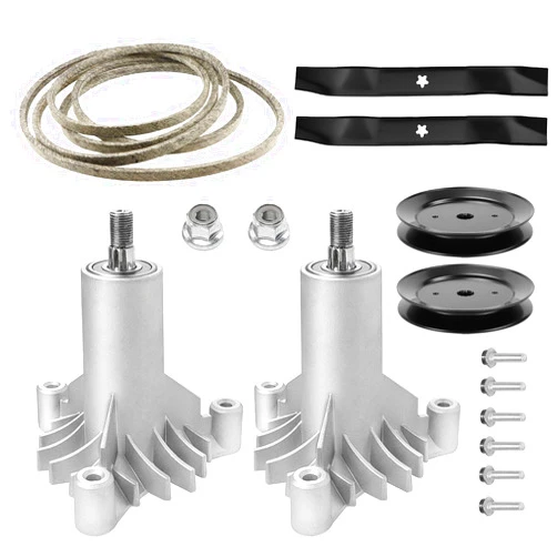 Bomusou 42 Inch Lawn Mower Deck Rebuild Kit Compatible with AYP/Husqvarna/Craftsman/Poulan LT1000 LT2000, 2 Spindle+2 Pulley+2 Blade+1 Belt, for 130794 532130794 129861 532173436 144959