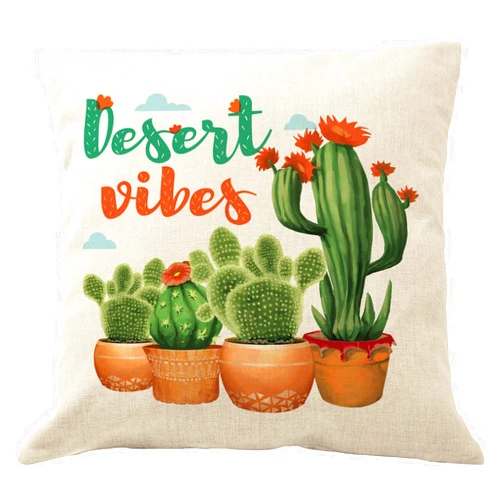 DrupsCo 18x18 Cactus Pillow - Cactus Throw Pillow Cover - Desert Vibes Pillow