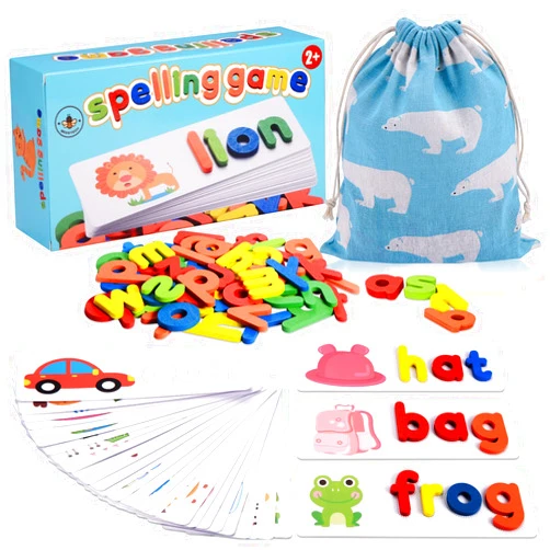 BEESTECH Spelling Matching Letter Games, Educational Learning Toys for Toddlers 2, 3, 4 Years Old, Preschool Learning Toys Activities, Alphabet Montessori Toys for 2,3,4 Year Old Boys, Girls