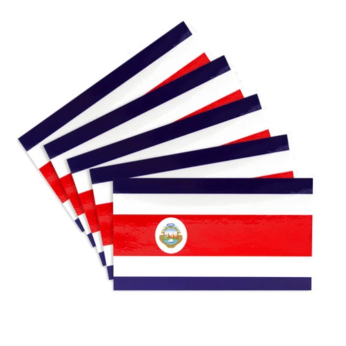 CANTENDO 5Pcs Costa Rica Flag Decal Sticker - Costa Rican Flags Reflective Vinyl Car Stickers - for Car Window Bumper Waterproof Sticker (2.5 x 4.5 Inch)