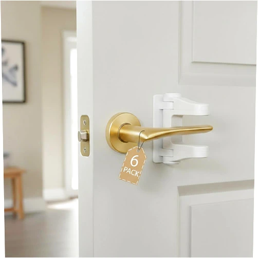 ZENTIVOR 6-Pack Door Handle Baby Proof – Child Proof Door Lever Lock & Door Locks for Kids Safety, Stop Toddlers & Pets from Opening Doors – Easy One-Hand Use, No-Drill Adhesive – Fit Bath/Kitchen/Bedroom