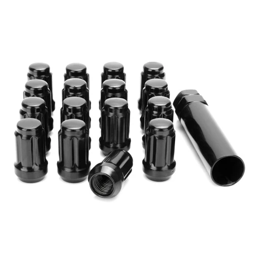 Glorider 3/8-24 ATV Lug Nuts for Polaris, 16pcs 3 8x24 Wheel Nut Cone Acorn Seat with 6 Spline Socket Key for Polaris Ranger RZR Sportsman 335 400 500 550 570 600 700 800 900XP XP Black
