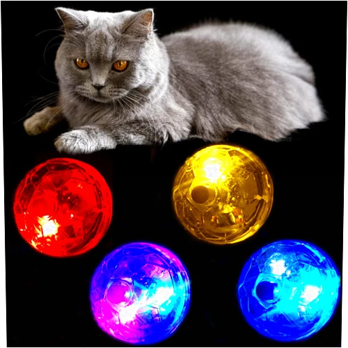 Dadanfly 4 Pieces LED Motion Activated Ghost Hunting Cat Ball Light Up Paranormal Investigate Cat Balls Interactive Fashion Lighted Glow Jumping Running Exercise Pet Ball Toys for S M L Pets Activity
