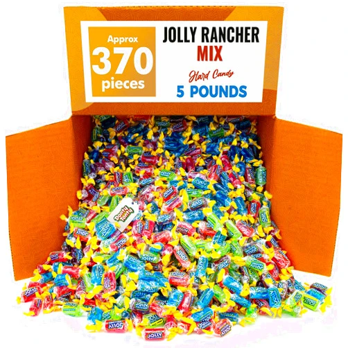 Donty-Tonty JOLLY RANCHER Hard Candy ASSORTED Mix 5 lb – Bulk Candy in Resealable Bag, 5 Original Flavors (Watermelon, Blue Raspberry, Cherry, Green Apple, Grape)