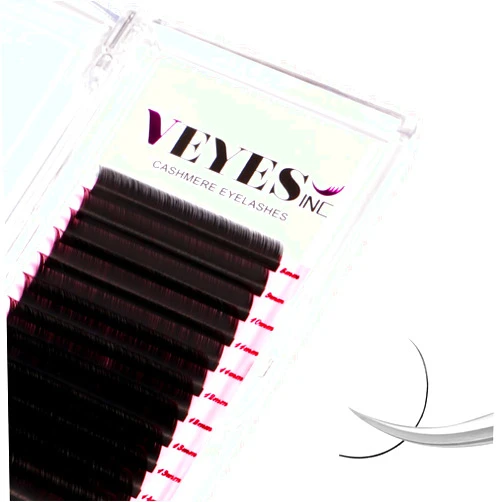 VEYES INC Cashmere Volume Lash Extensions C CC D DD LD L B J M Curl 0.03-0.20 thickness 5-25mm, Super Matte Black Individual Eyelashes Tray, Professional Supplies for Lash Techs (0.05 D 9mm)