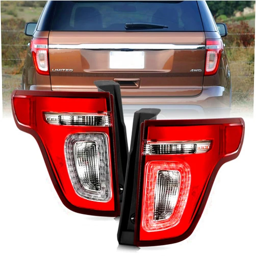 KEEKPO - For 2011-2015 Ford Explorer Factory Style Red Clear LED Tail Lights Brake Lamps Replacement Pair Set Left+Right