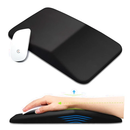 KUOSGM Large Ergonomic Mouse Pad Wrist Support, Carpal Tunnel Pain Relief Mousepad Wrist Rest, Wrist Pad for Mouse with Gel Memory Foam for Computer & Wireless Mouse(Black, 13x8 inch)