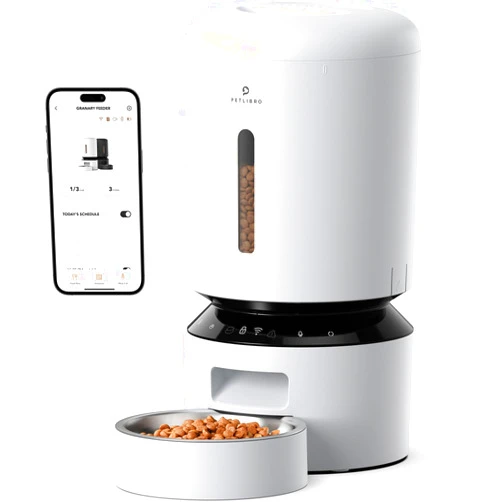 PETLIBRO Automatic Cat Feeder, 5G WiFi Automatic Dog Feeder with Freshness Preservation, 5L Timed Cat Feeder with Low Food Sensor, Up to 10 Meals Per Day, Granary Pet Feeder for Cats, White