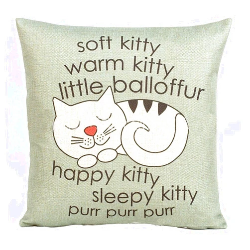 Aremazing Cartoon Animal Cotton Linen Home Decor Pillowcase Throw Pillow Cushion Cover 18 x 18 Inches (Happy & Sleepy Kitty)