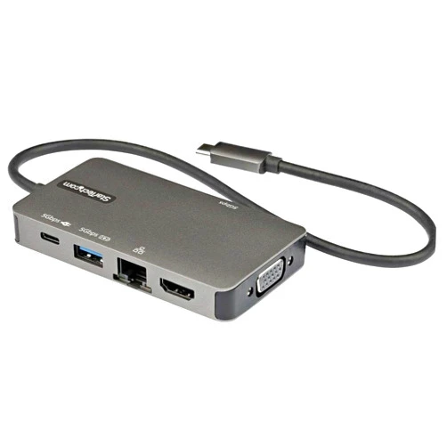 StarTech.com USB-C Multiport Adapter - USB-C to 4K 30Hz HDMI or 1080p VGA - USB Type-C Mini Dock w/ 100W Power Delivery Passthrough, 3-Port USB Hub 5Gbps, GbE - 12