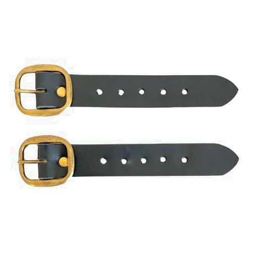 Holy Heck U.S.A. Kilt Extenders for Tight Fitting Kilts Black Leather Antique Brass Hardware (1 1/4 inch, 2 pc set)
