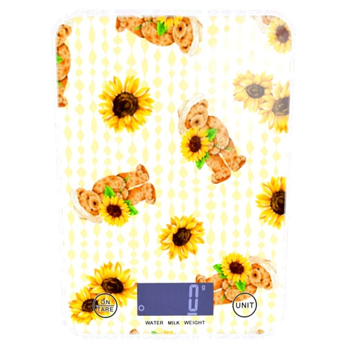 DOMIKING Bear Sunflowers Food Scale Waterproof Digital Kitchen Scales Weight Ounces and Grams with Baking Scale for Coffee Package Cooking Baking