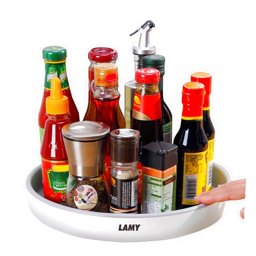 LAMY Lazy Susan Organizer, 10-Inch Lazy Susan Turntable for Cabinet, Refrigerator, Dining Table and Table top - Versatile Organizers and Storage Solution for Kitchen, Pantry, and Bathroom - Grey