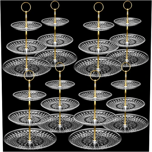 Patelai 8 Packs 3 Tier Crystal Acrylic Clear Cake Stand with Gold Round Holder Acrylic Cupcake Stand Holder for Home Wedding Holiday Birthday Baby Shower Tea Party (Clear)