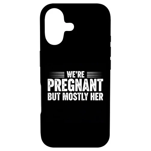 Funny Pregnancy Announcement & Expectant Dad Gear We’re Pregnant But Mostly Her Retro Baby Announcement Case for iPhone 17