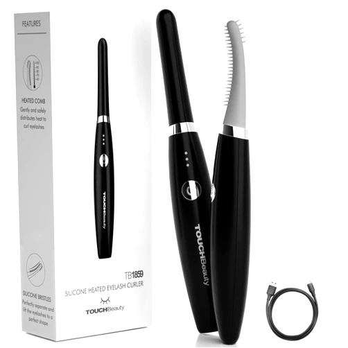TOUCHBeauty Heated Eyelash Curler, Updated Electric Eyelash Curler for Soft and Short/Long Eyelashes, USB Rechargeable, Quick Natural Curling and Long Lasting, 3 Temperature Modes Black