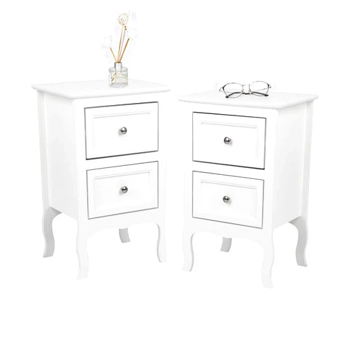 Bonnlo White Nightstand Set of 2, Nightstands with 2 Drawers, Bed Side Table/Night Stand, Small Nightstand for Bedroom, Small Spaces, College Dorm, Kids’ Room, Living Room, Wood, 16W x 12D x 24H
