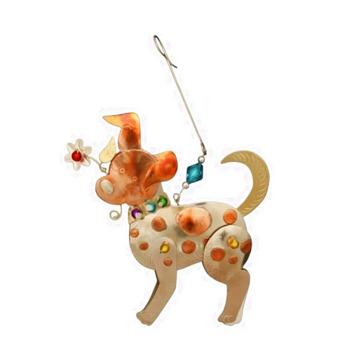 Pilgrim Imports Bronze Nickel and Copper Hanging Ornament Handmade Fair Trade- Poppy Dog