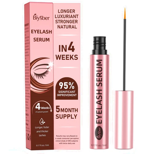 BIYSBER Lash Serum for Eyelash Growth: Premium Eyelash Growth Serum with Advanced Formula to Boost Longer Fuller and Thicker Lashes and Eyebrows - Gentle & Vegan for Sensitive Eyes