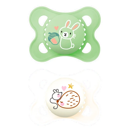 MAM Original Day & Night Pacifiers, Binky Pacifier for 0-6 Months, BPA-Free Silicone, Glows in The Dark, Best for Newborn Babies, Developed with Medical Experts, 2 Count Binkies, with Sterilizer Case