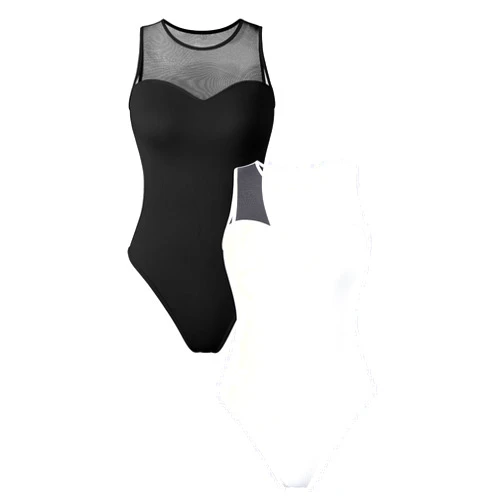 TOB 2 Piece Bodysuits For Women Sexy Mesh Crew Neck Sleeveless Stretch Tank Tops Bodysuits