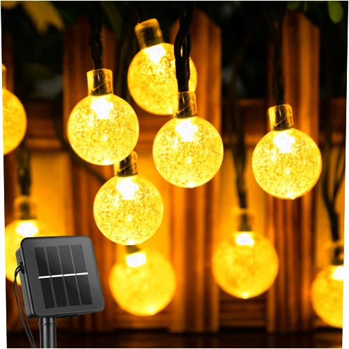 Brightown Solar String Lights Outdoor 60 LED 36FT Crystal Globe Lights with 8 Lighting Modes, Waterproof Solar Powered Patio Lights for Garden Yard Porch Wedding Party Decor (Warm White)