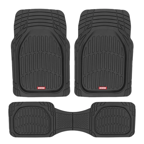 Motor Trend FlexTough Floor Mats for Cars, Deep Dish All-Weather Mats, Waterproof Trim-To Fit Automotive Floor Mats for Cars Trucks SUV, Universal Floor Liner Car Accessories, Black, Full Set
