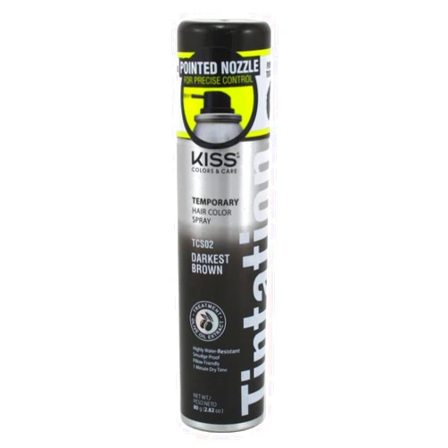 KISS RED by Kiss Tintation Temporary Hair Color Spray, Instant Gray Root Cover Up, Water-Resistant, Smudge-Proof, Easy Wash Out, Hairline & Barber Touch-Up, Quick Dry (Darkest Brown)