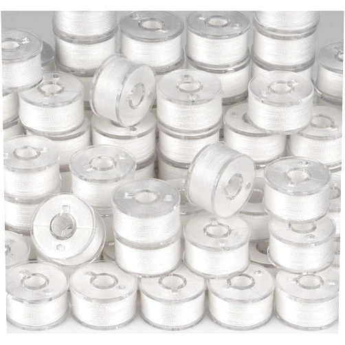 ilauke 90 pcs White Bobbin Thread, Size A Prewound Sewing Thread Bobbins with Clear Storage Plastic Case Box Compatible with Brother Singer Embroidery BabyLock Janome Singer, 60WT