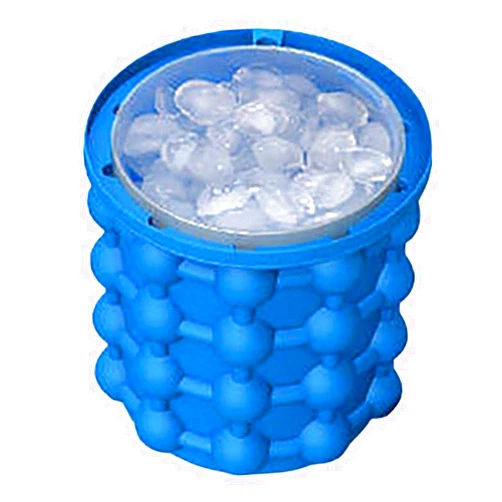 Candora Ice Cubes Maker Genie Space Saving Dual Chambers Silicone Ice Cubes Maker Mold
