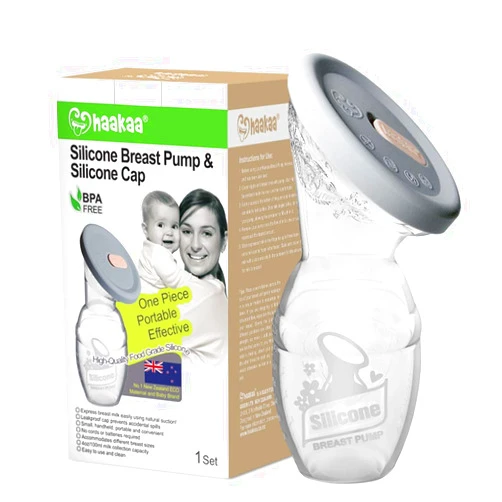 haakaa Manual Breast Pump 4oz/100ml One-Piece Design with Silicone Cap Made by Food Grade Silicone Milk Saver & Milk Catcher for Breastfeeding Moms