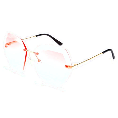 FEISEDY Women Oversized Rimless Sunglasses Diamond Cutting Lens Sun Glasses B2569
