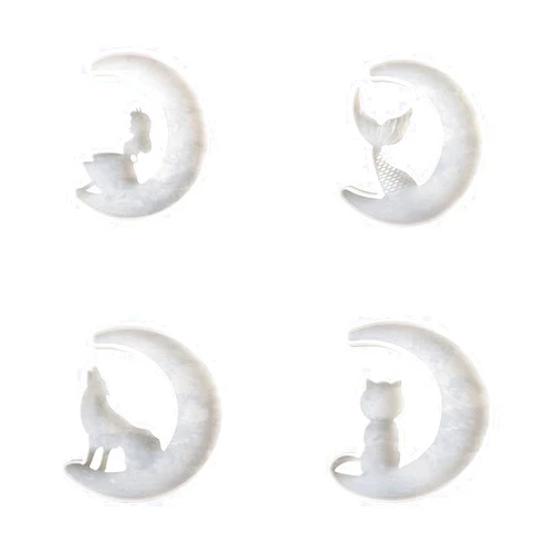 Kopida 4PCS DIY Crescents Moon Resin Mold - Moon Fairy, Moon Wolf, Moon Cat, Moon Mermaid Tail Epoxy Molds, Home Decor Jewelry Making Tools Crafts