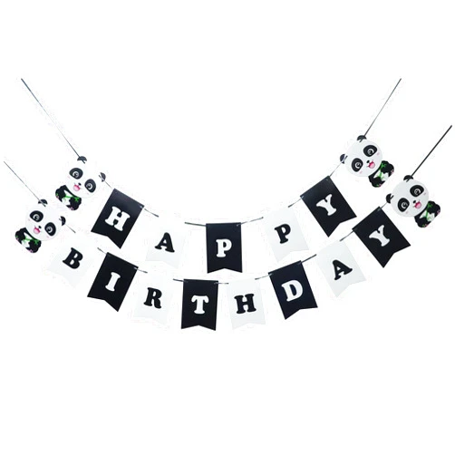 Cadpkler Panda Happy Birthday Banner - Panda Bamboo Birthday Party Decorations - For Boys Girls Kids Birthday Party Decorations