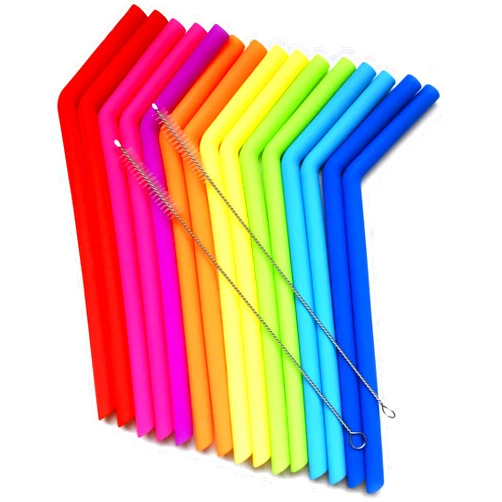 Juju World 15 FITS ALL TUMBLERS STRAWS - Reusable Silicone Straws for 30 and 20 oz Yeti - Flexible Easy to Clean + 2 Cleaning Brushes - BPA Free, No Rubber Taste Drinking - Best Value for Money Pack